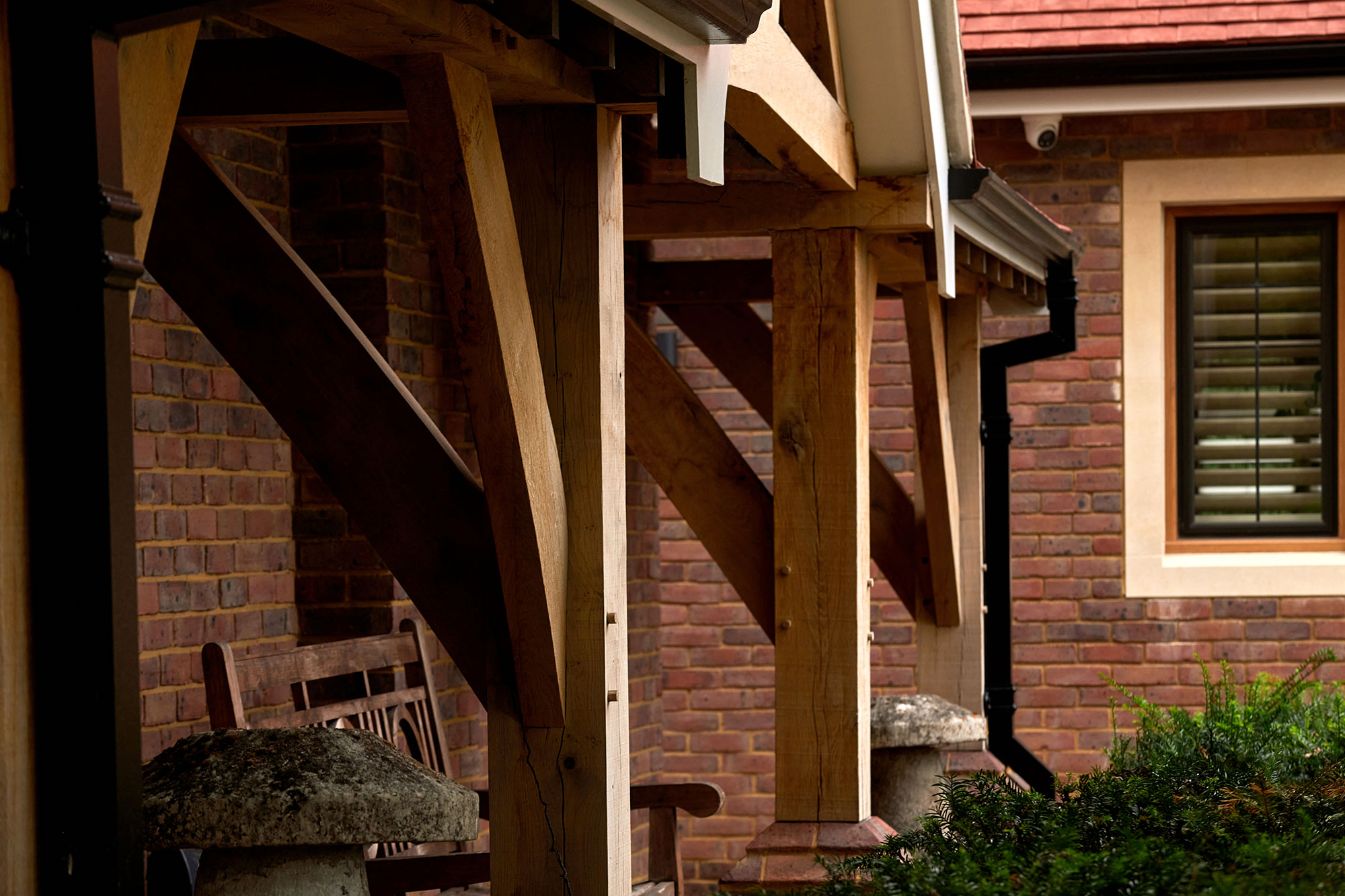 Timberwork detail of Arts and Crafts House - built by KM Grant, Guildford, Surrey.
