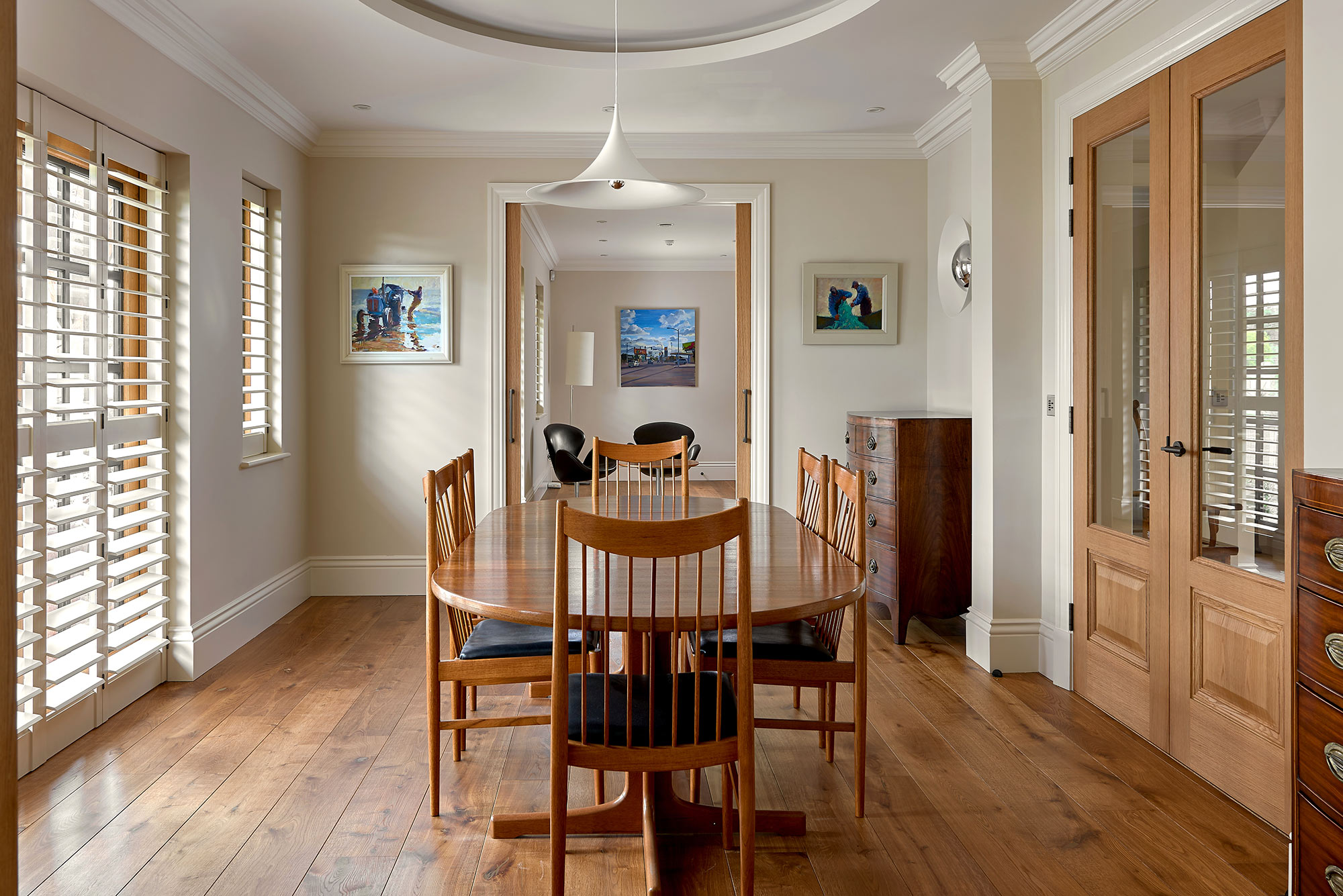 Dining room of New Arts and Crafts House - built by KM Grant, Guildford, Surrey.