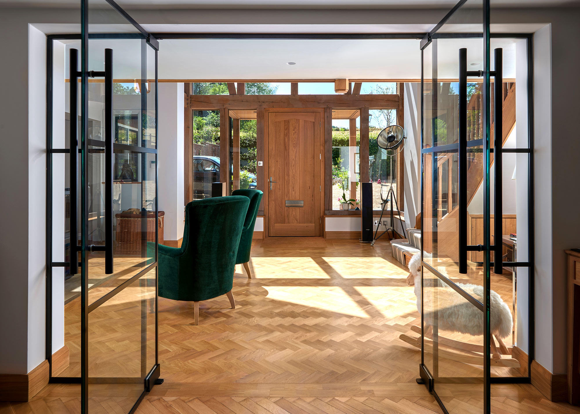 Lakeside House new porch extension - interior. KM Grant, Surrey