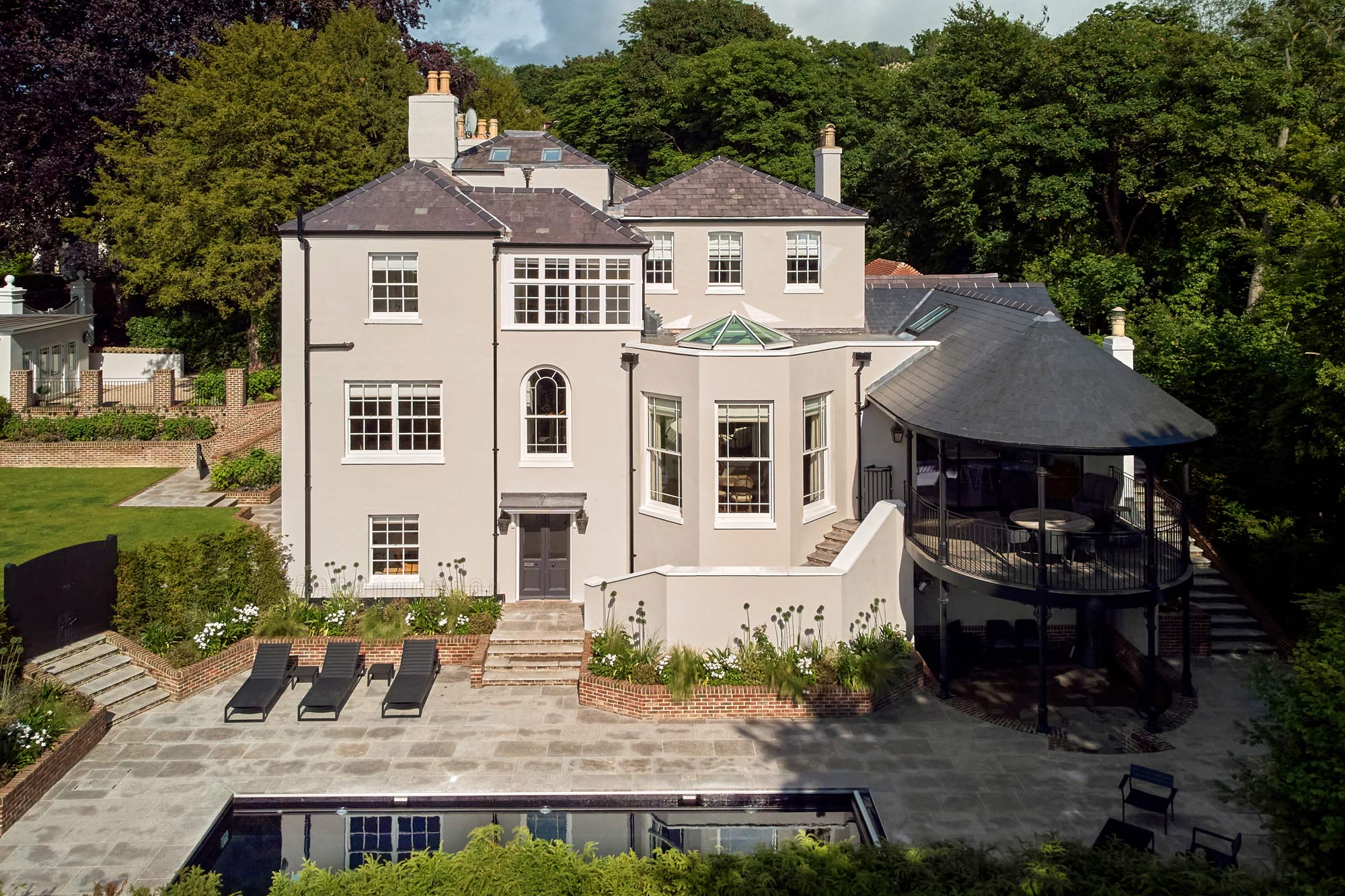 High view of exterior - Georgian renovation and extension by KM Grant Guildford, Surrey