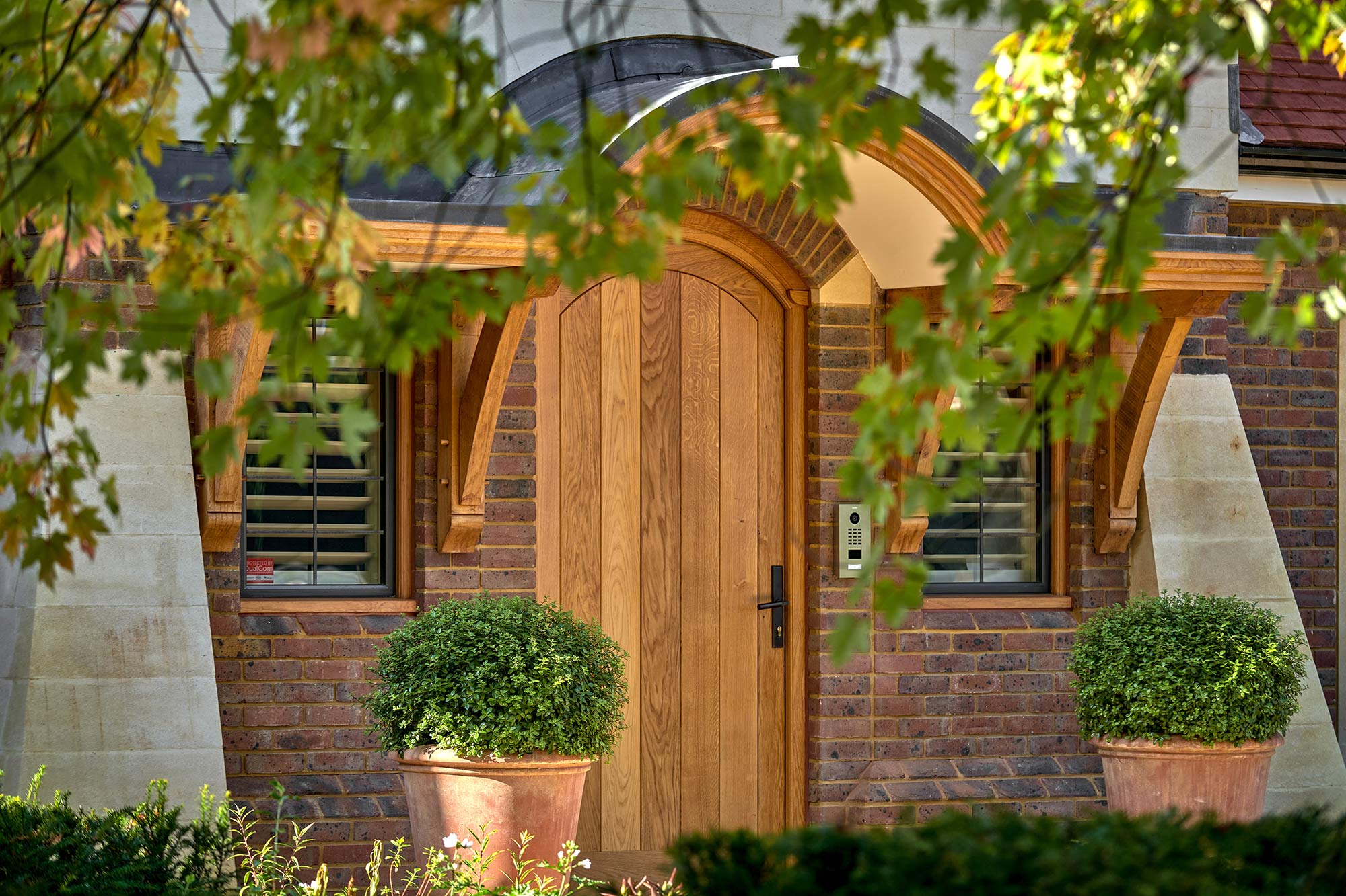 Front porch of Arts and Crafts House - built by KM Grant, Guildford, Surrey.