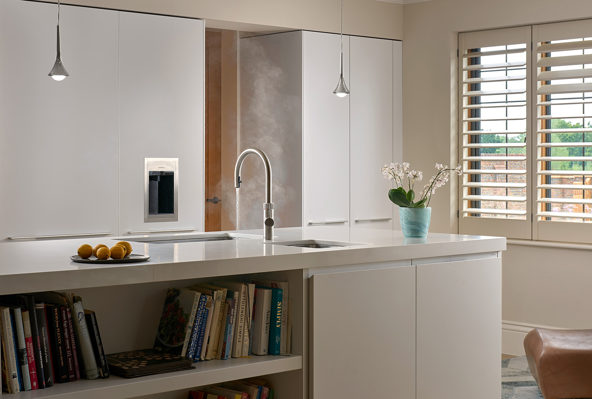 Kitchen interior of New Arts and Crafts House - built by KM Grant, Guildford, Surrey.