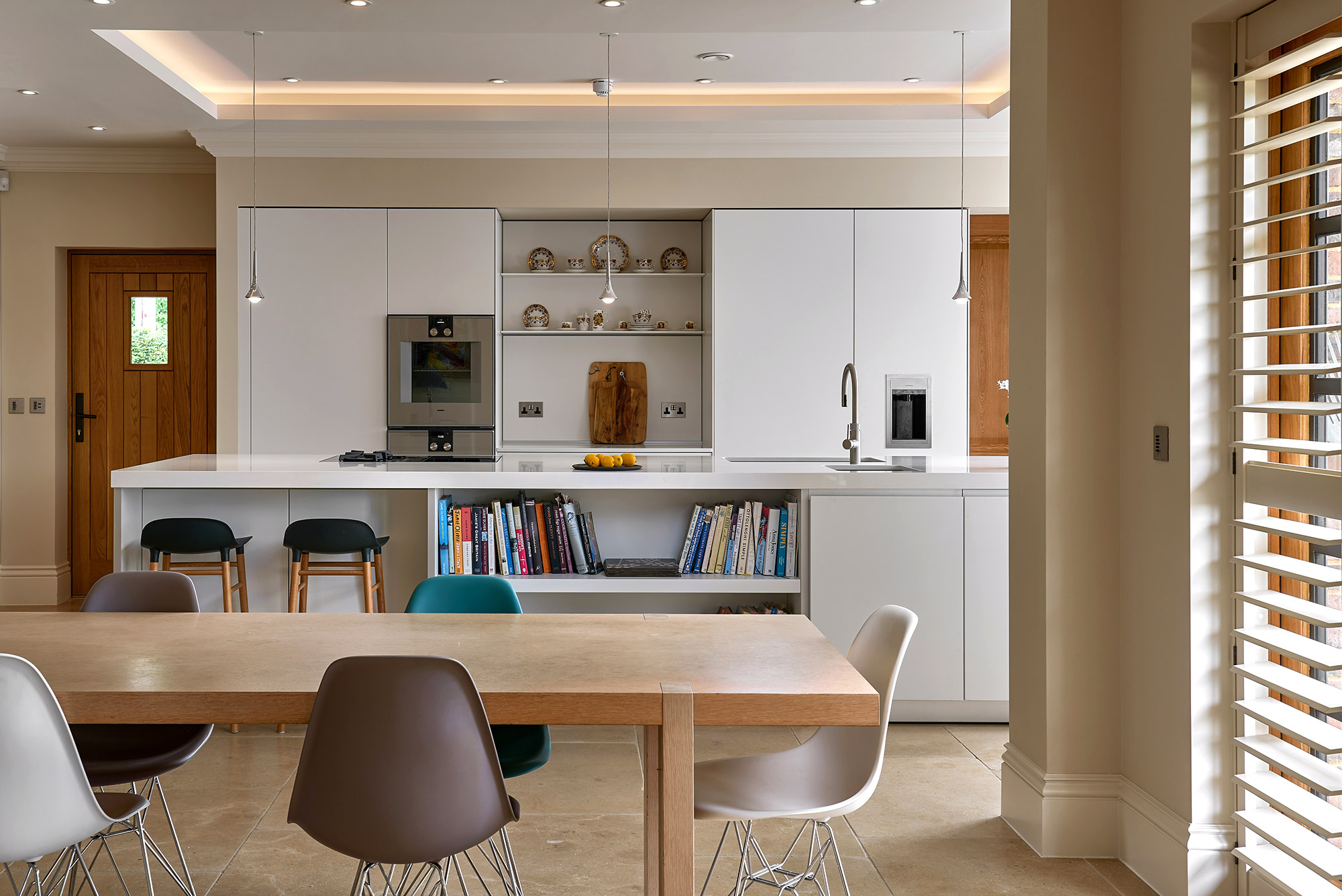 Kitchen interior of New Arts and Crafts House - built by KM Grant, Guildford, Surrey.